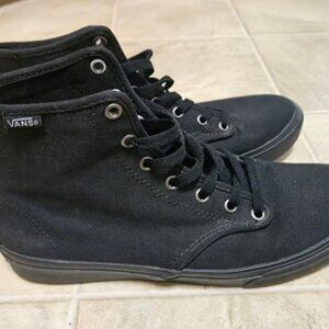 High Top Canvas Vans - All Black - Womens size 9.5, NO BOX